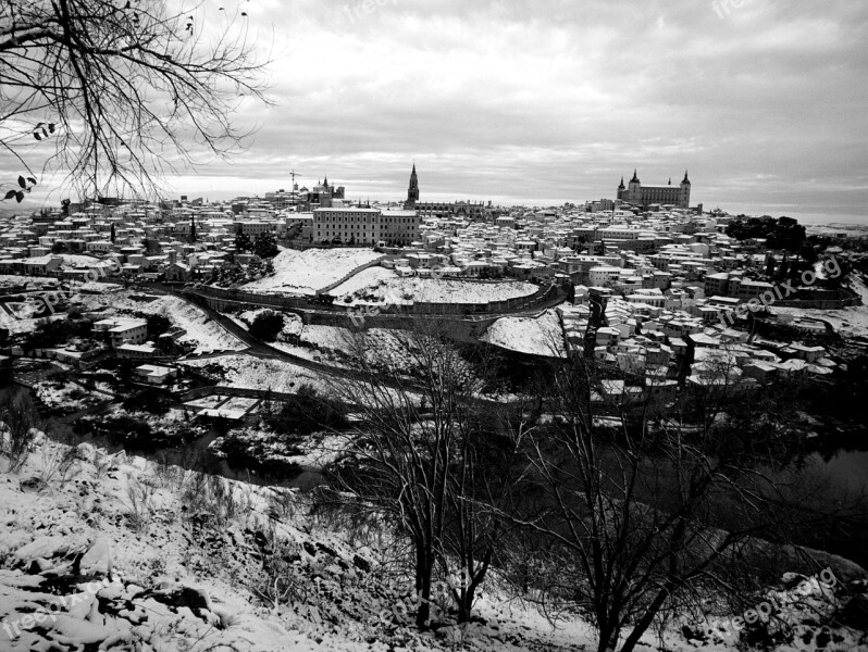 Toledo Nevado Snow Tagus River Free Photos