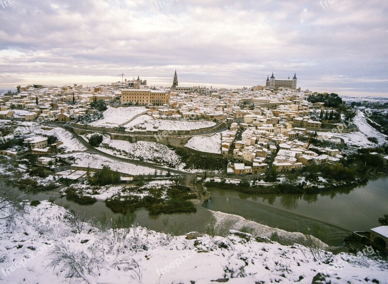 Toledo Nevado Snow Tagus River Free Photos