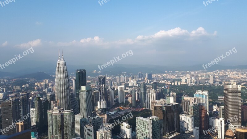 Skyline Kong Kuala Twin Towers Malaysia Asia