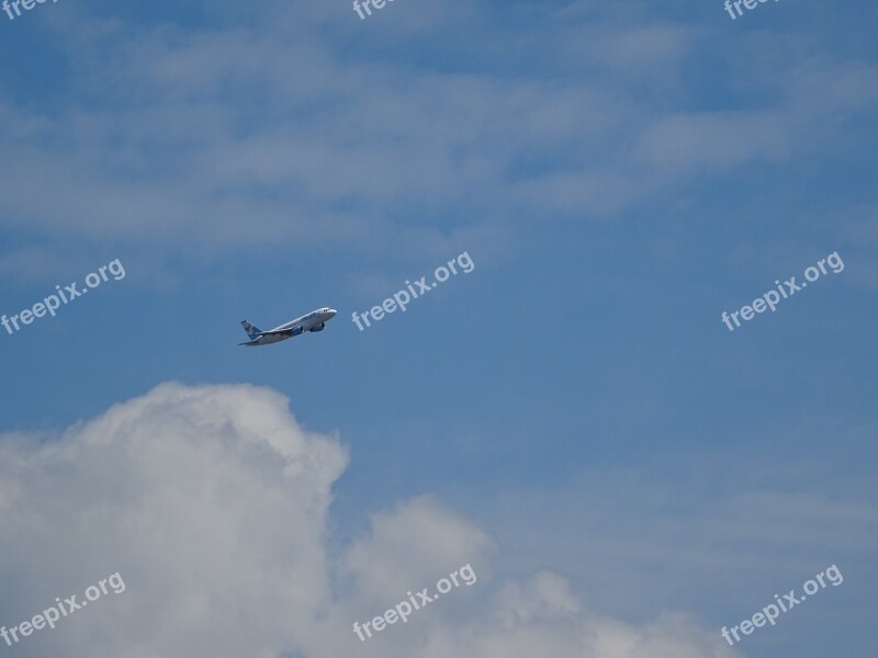 Aircraft Sky Clouds On The Cloud Passenger Aircraft