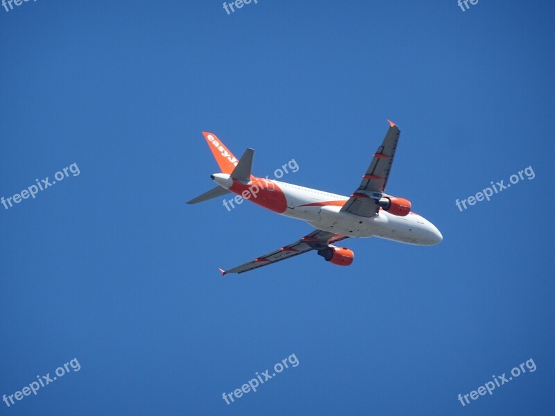 Aircraft Wing Rear Aviation Blue Sky