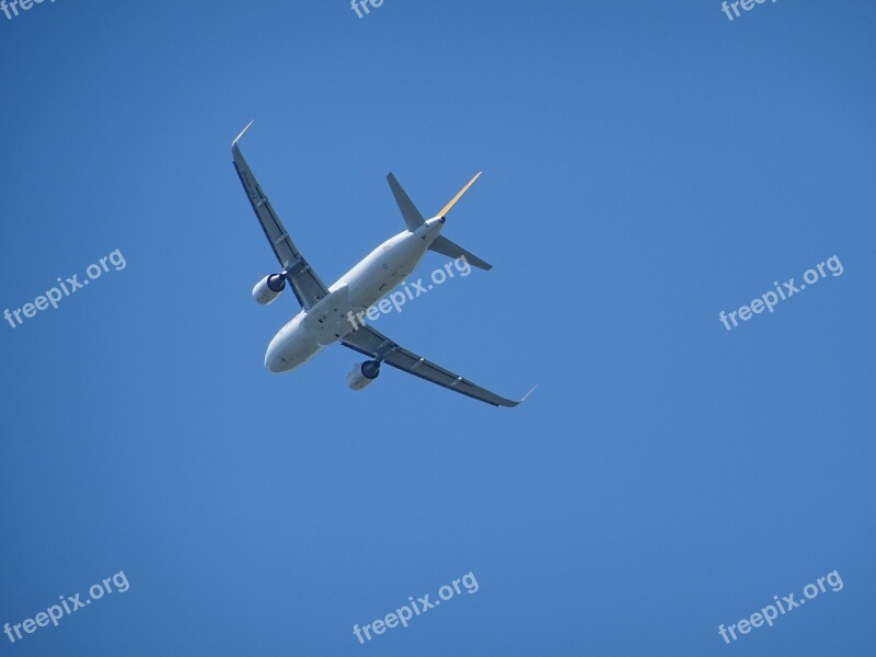 Aircraft Engine Blue Sky Flying Drive