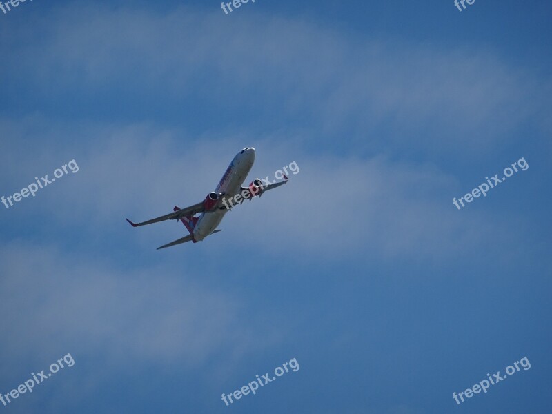 Aircraft Start Departure Clouds Sky