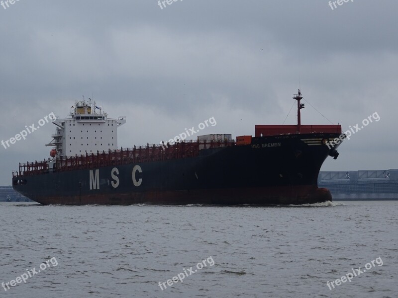 Ship Container Ship Water Elbe River