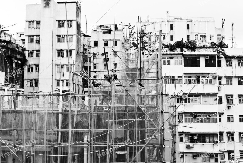 Skyscraper Hong Kong China Roof Scaffolding