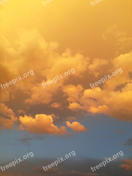 Sunny Sky Yellow Sky Sky Landscape Blue And Yellow Sky Yellow Clouds