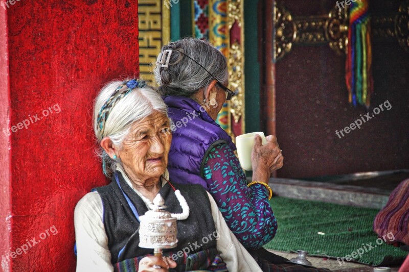 Travel Kathmandu Nepal Old Lady Woman