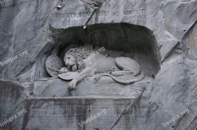 Switzerland Wounded Lion Stone Carving Free Photos