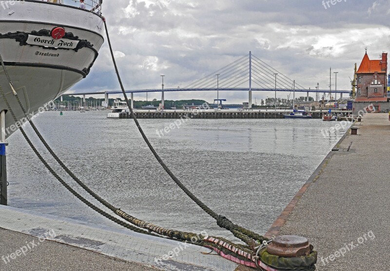 Stralsund Port Rügen Bridge Gorch Fock 1 Kai