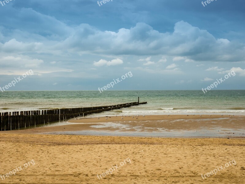 Beach Sea Water Wave Clouds