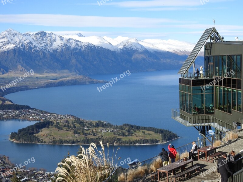 Lake Queenstown Sky Snow-capped Mountain Free Photos