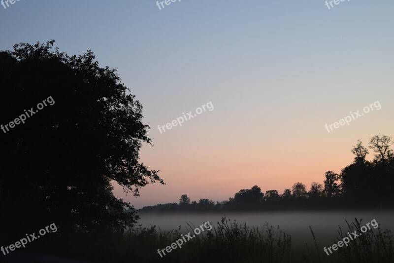 Sunset Fog Autumn Mood Landscape