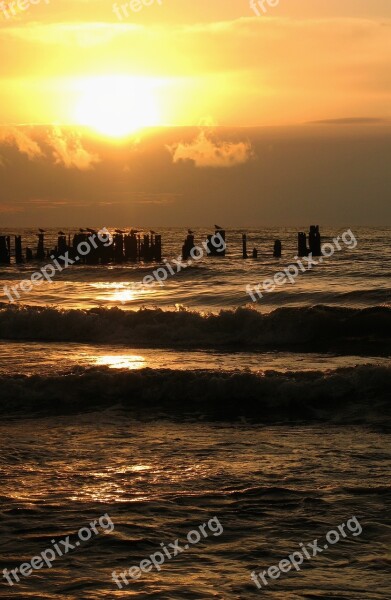 Sunset Sea Evening The Sun The Baltic Sea