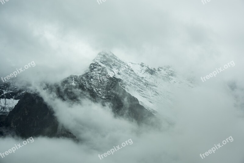 Mountain Top Landscape Misty Foggy Nature