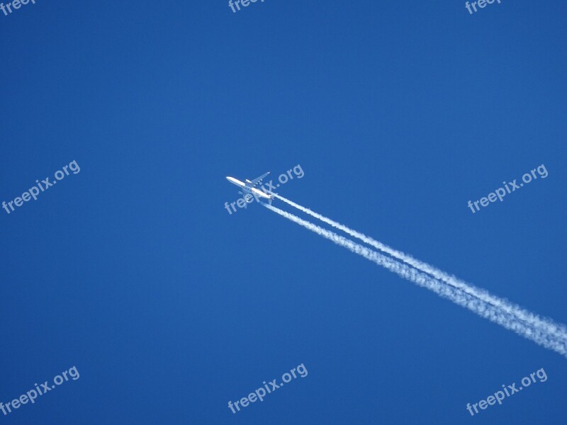 Aircraft Contrail Sky Chem-trails Blue