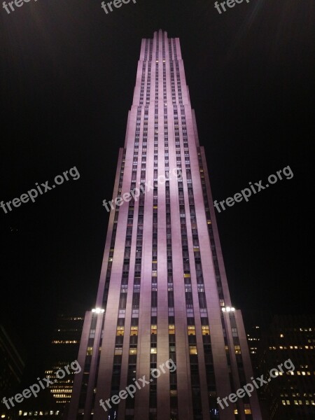 New York Manhattan Rockefeller Center Night View Free Photos