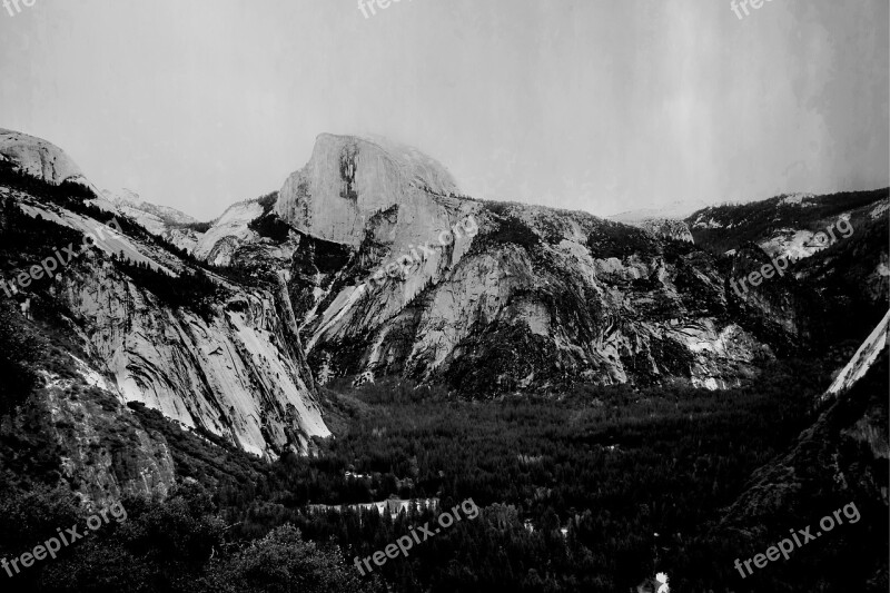 Yosemite National Park California Half Dome Black And White