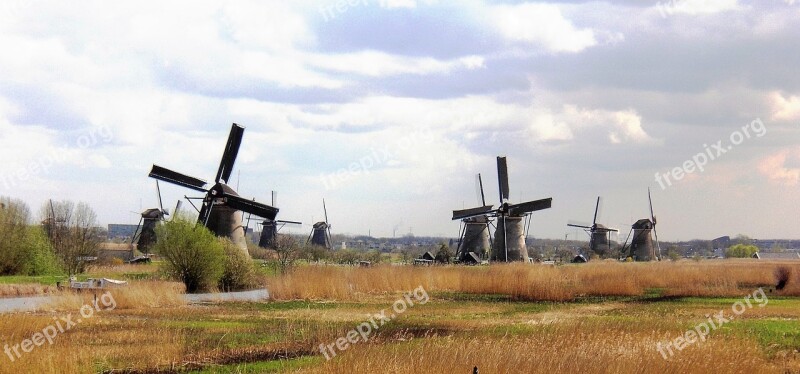 Mill Holland Kinderdijk Mill Blades Free Photos