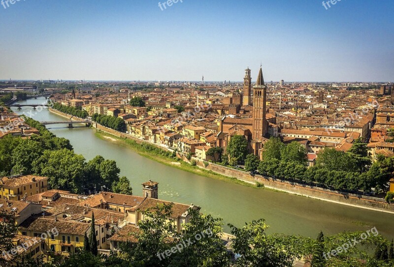 Verona City River Church Bridge