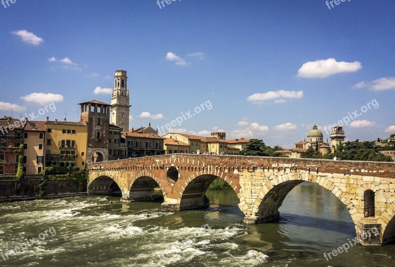 Verona City River Church Bridge