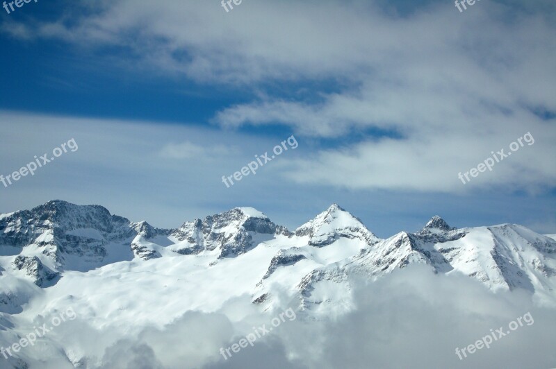 Mountain Ariege France Snow Summits