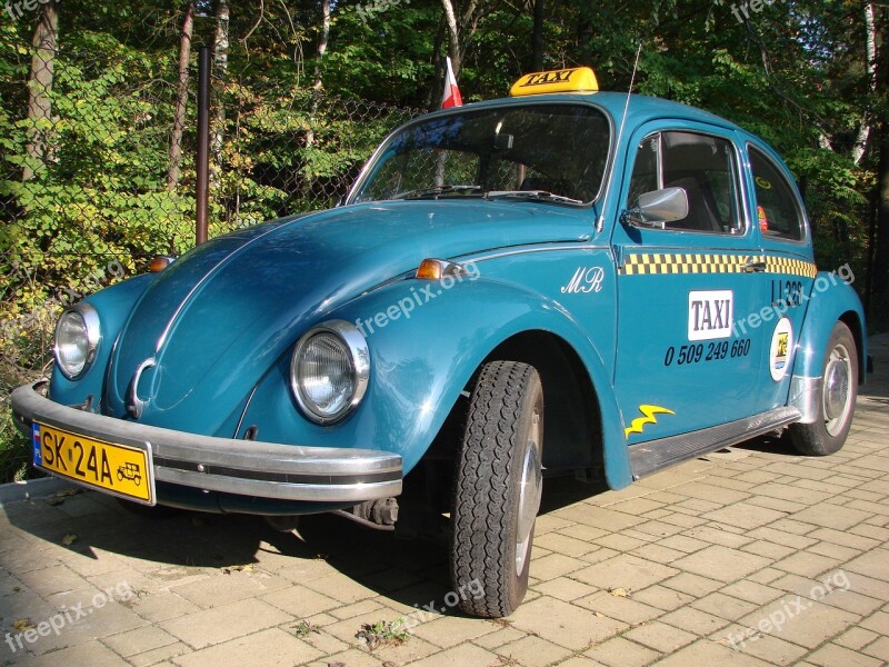 Blue Vw The Beetle Beetle Taxi