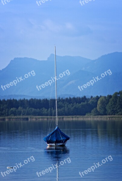 Boat Anchorage Lake Landscape Upper Bavaria