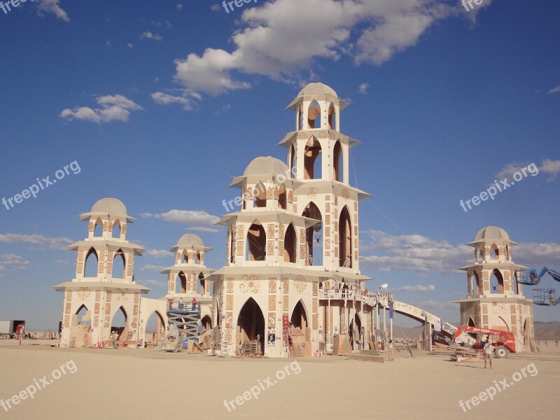 Burning Man Temple Blue Sky Free Photos