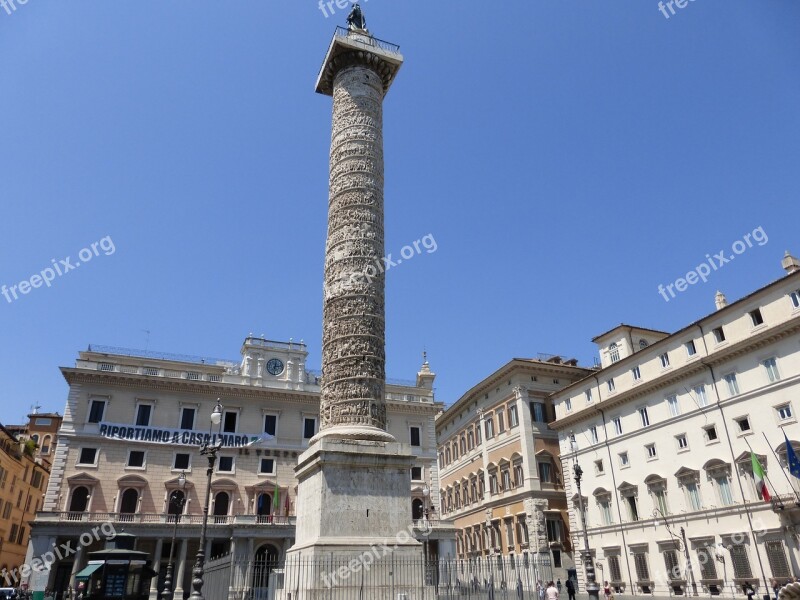 Rome Square Streets Column Marcus Aurelius