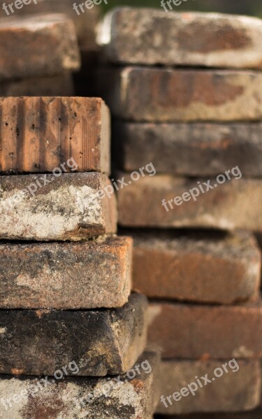 Bricks Construction Site Pile Atmosphere Architecture