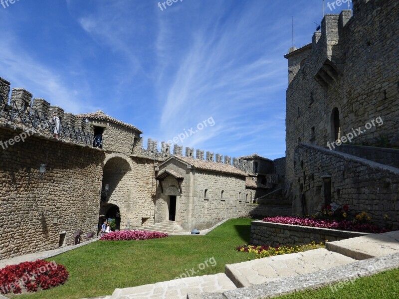 San Marino Castle Walls Architecture Buildings