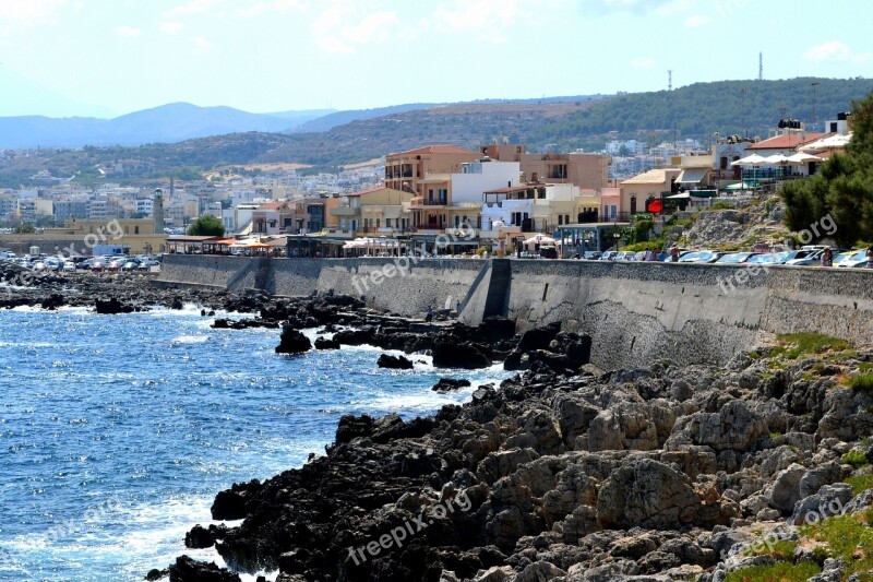 Quay Greece Crete Sea Stones