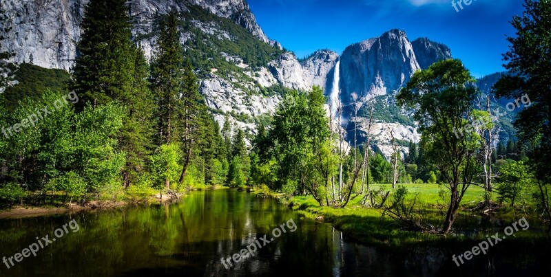 Waterfall Yosemite Yosemite Falls National Parks River