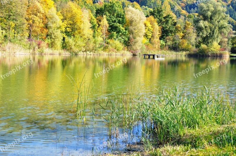 Autumn Mood Farbenpracht Lake Quiet Autumn Picture Water