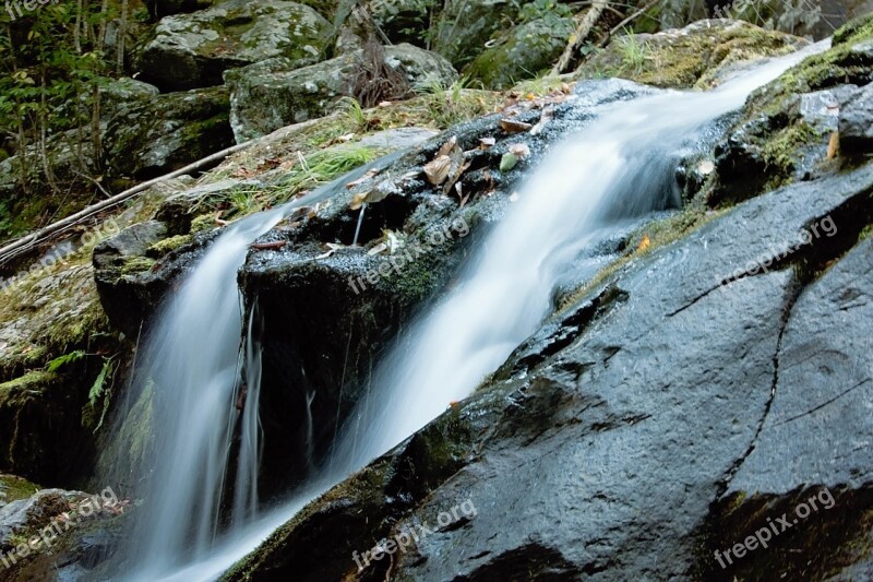 Waterfall Hike Calm Rocks Nature