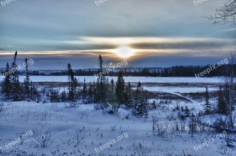 Sunrise Winter Northern Canada Landscape