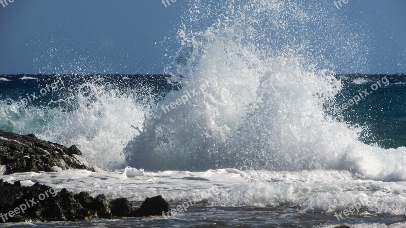 Wave Smashing Explosion Sea Beach