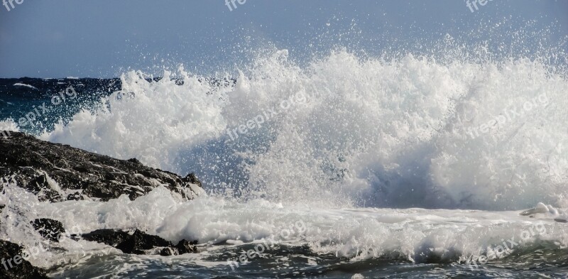 Wave Smashing Explosion Sea Beach