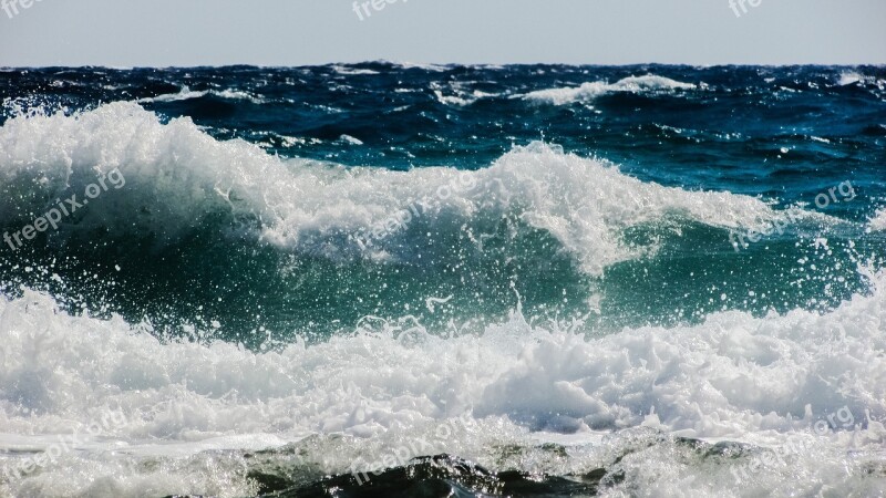 Wave Smashing Sea Beach Nature