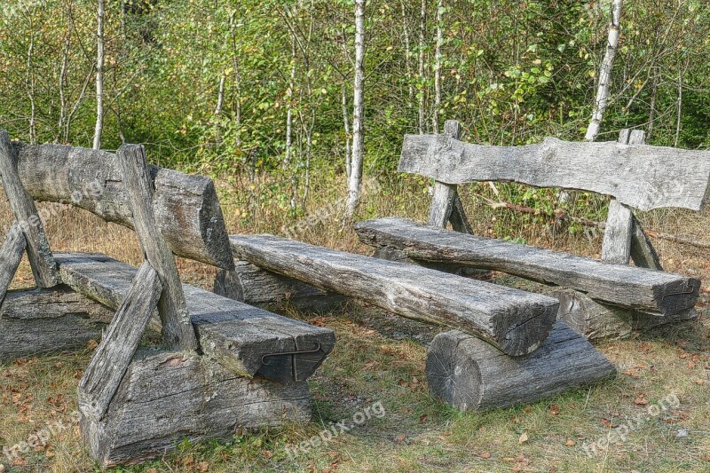 Seat Benches Wood Old Nature