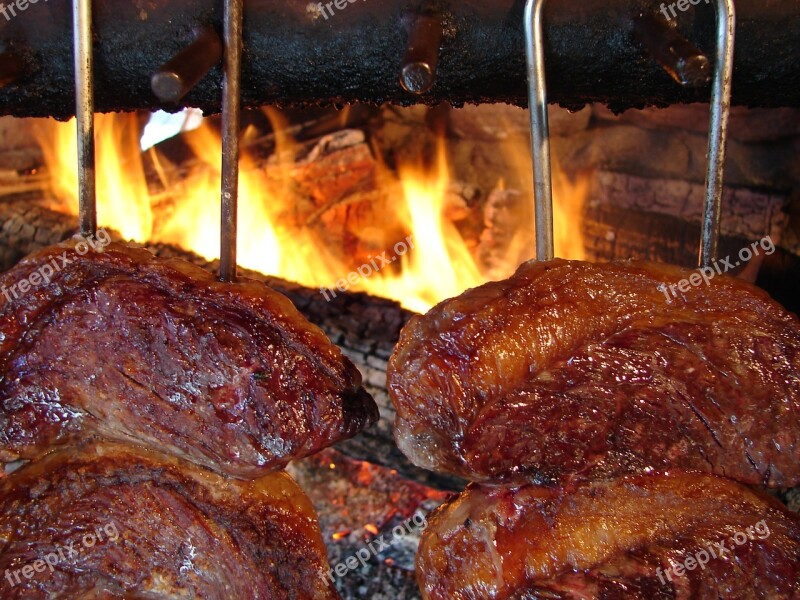 Barbecue Ground Fire Filet Steak Meat Meat-on-spit