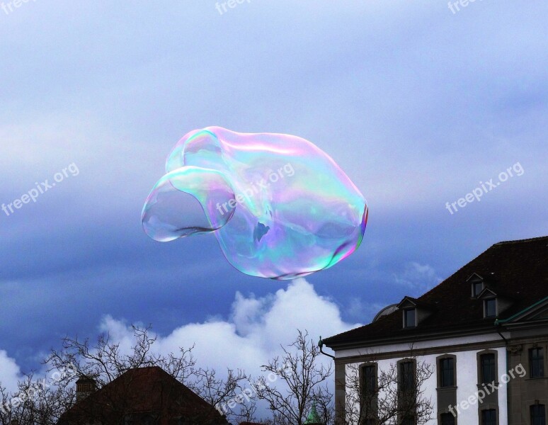 Soap Bubble Sky Cloud Weightless Blow