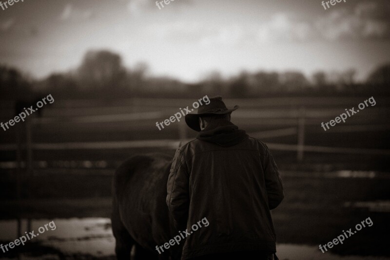 Western Animal Human Cowboy Black And White