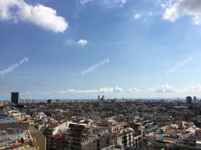 Barcelona Skyline Catalonia Europe Catalan