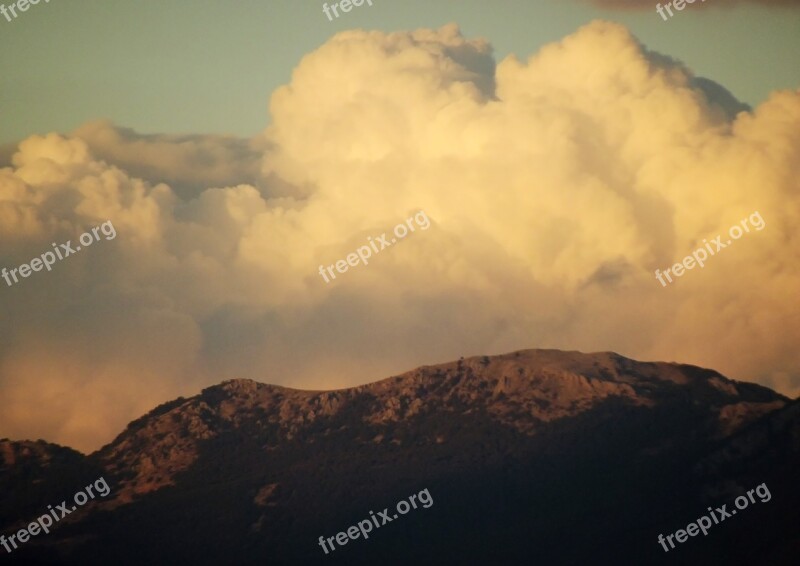 Mountains The Rocks Clouds Sunset Sky