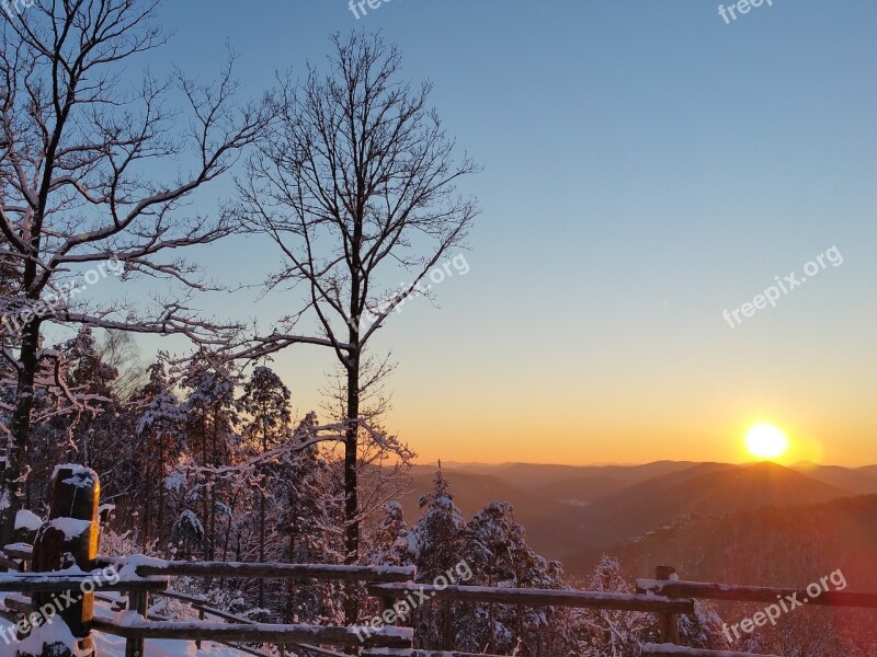 Winter Romantic Winter Mood Sunset Free Photos