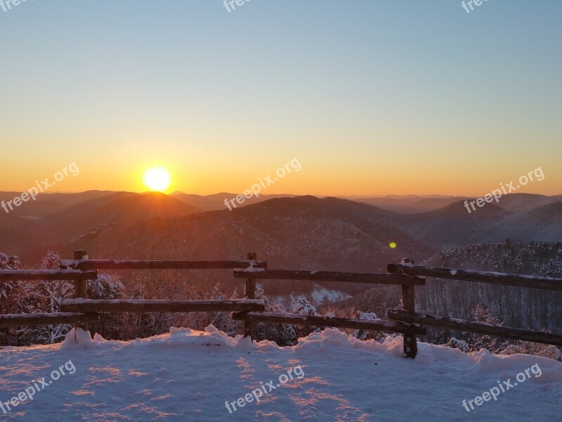 Winter Romantic Sunset Winter Mood Free Photos