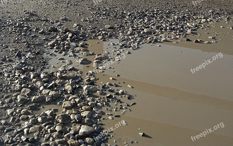 Puddle Crushed Stone Dirt Road Free Photos