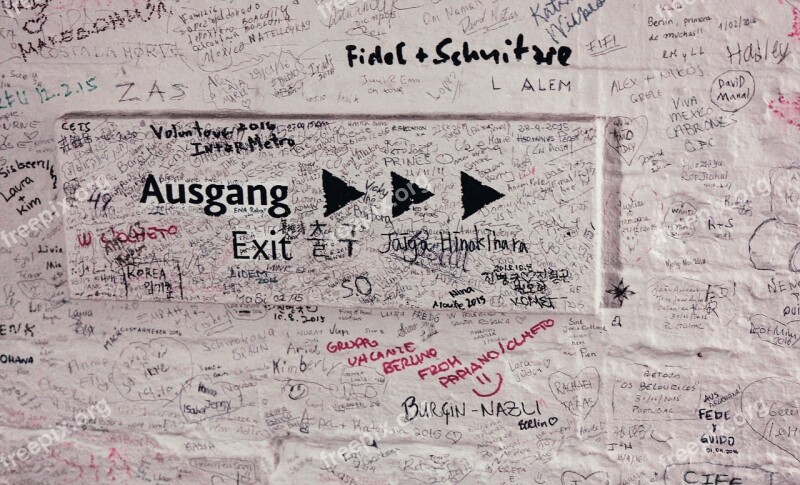 Exit Ausgang Sign Written Vandalism