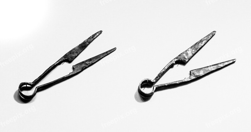 Medieval Scissors Old Black And White Historic Metal